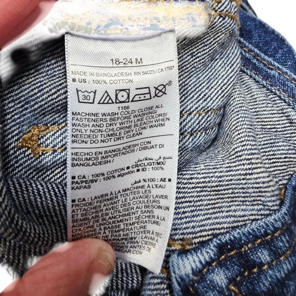 Old Navy Kids Denim Workwear Overalls Size 18-24 Months Blue Cotton‎ Adjustable